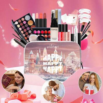  Bộ quà tặng trang điểm cao cấp POPFEEL mừng năm mới - Bảng màu đa sắc, bao gồm kem nền, bảng phấn mắt, v.v. - Lý tưởng làm quà tặng Ngày của Mẹ và quà tặng dịp lễ.