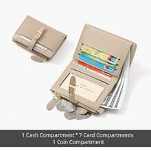 New High-Quality Patchwork Short Elegant Style Women Wallet, High-End Bifold Wallet, Fashionable Minimalist Medium Wallet - Multicolor - View 5