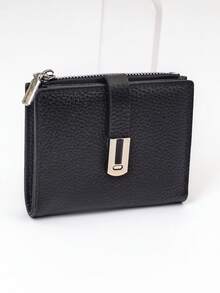 Women's Short Genuine Leather Wallet, Fashionable Snap Closure, Magnetic Open Design, Multi-Function Anti-Theft Bifold Card Holder, Zipper Coin Purse, Exquisite Gift Box Packaging, Great Gift - Black - View 6