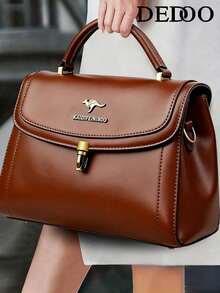 1pc 2025 Mother's Day Preferred High-Quality Luxury Handbag, Designer Messenger Bag, Large Capacity Tote Bag, Solid Color Leather Shoulder Bag - Brown - View 8
