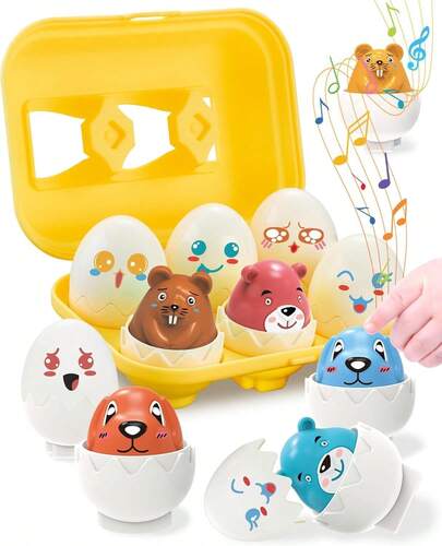 Huevos De Juguetes Para NiñOs 1-3 AñOs, Juguete Sensorial Montessori Para BebéS, Huevos Sorpresa Para Emparejar Con Caritas De Animales, Regalo Para NiñOs Y NiñAs PequeñOs