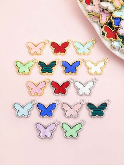 10个可爱亮丽的8色蝴蝶亚克力合金片吊坠，休闲项链手链耳环钥匙扣及家居花园装饰DIY昆虫吊坠 - 春夏时尚珠宝工艺品制作配件