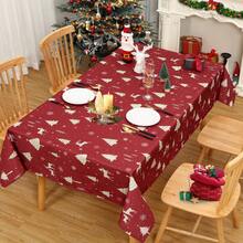 Rectangular Waterproof Christmas Tablecloth - Deer And Tree Design - Durable Polyester - Perfect For Parties, Home And Outdoors - Festive Table Decoration - 60x120/60x102 Inches - Gold 54"*70" - View 5