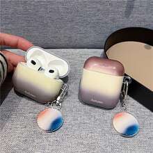 扎染三色咖啡色+吊坠耳机保护套,兼容苹果Pro3/Pro2/AirPods4/AirPods3/AirPods2,时尚女士耳机保护套,简约耳机保护套,苹果耳机保护套,苹果耳机套 - 彩色 - 查看 8