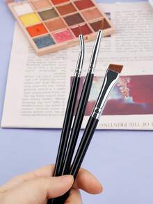 3 Pieces Of Thin Angle Eyeliner Brush Ultra-Thin Precision Eyeliner Makeup Brush Set, Thin Point Eyeliner Brush, Synthetic Bristle Eye Makeup Tool, Which Can Be Used As Eyeliner Brush And Eyebrow Brush. Eyeliner Brush Is Very Suitable For Filling, And Can Be Used With Eyebrow Powder, Mascara, Gel, Cream Or Powder. - Multicolor - View 6
