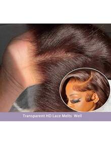 200% High Density Sleek Straight Wig - 13x6 HD Lace Front Virgin Human Blended Hair, Pre-Plucked Glueless Frontal Wig For Women, Ultra Full Silky Style & Natural Look, No Glue & Ready To Wear - Brown - View 4