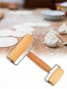 1pc Wooden Rolling Pin With Dual Rollers | Integrated Large & Small Roller Design, Precise Markings, Easy To Knead And Roll, Great Baking Kitchen Assistant - View 4