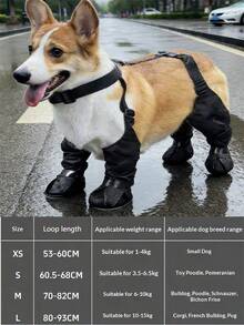 Adjustable Pet Dog Shoes, Waterproof Anti-Slip Durable Dog Rain Boots - Black - View 5