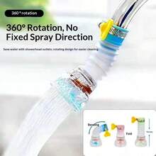 3/1 pieza Extensor ajustable de grifo con cabezal rociador giratorio y filtro retráctil - a prueba de salpicaduras, plástico duradero, rosa y blanco, ideal para la cocina del hogar, extensión de grifo, anti-salpicaduras - Multicolor - Ver 11
