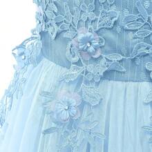 Vintage Lace Party Dress For Girls - Boho Style Maxi Gown For Pageant, Wedding & Celebration - Light Blue - 查看 6