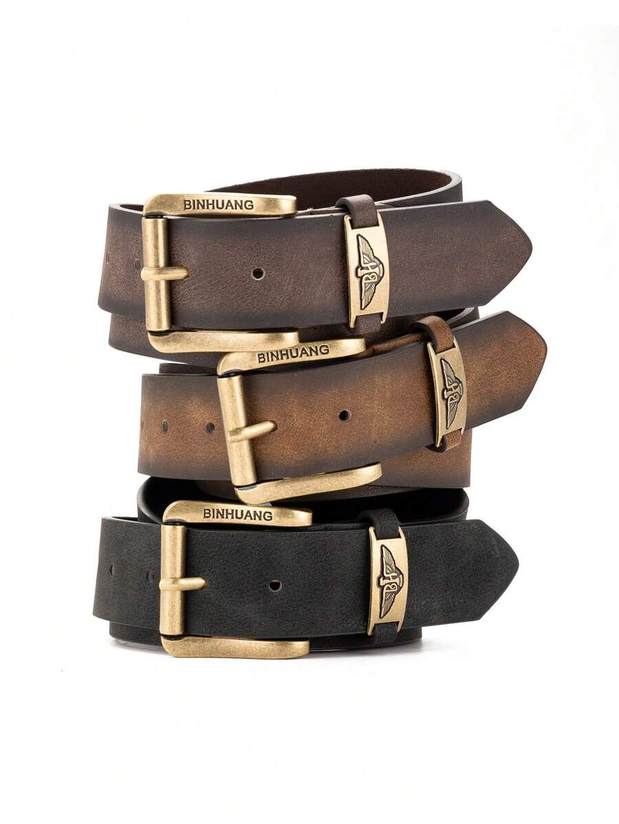 1pc New Buckle PU Leather Belt, Minimalist Casual Unisex Design, Suitable For All Seasons Daily Wear Or Gift - BH1012 - View 1