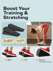 Slant Board Squat Wedge Block Set Of 35, 5 Stackable Angles Incline Board For Calf Stretching And Squats, 960 Lbs Capacity EPP Workout Blocks For Strength Training And Home Gym - C - View 5