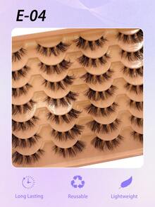 ENCHUW 14 Pairs Natural False Eyelashes Faux Mink Lashes With Clear Band Natural Look Fake Eyelashes Suitable For Parties - Black - View 5