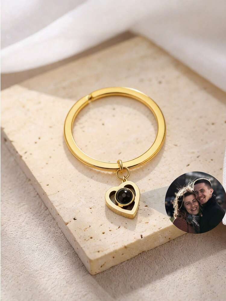 Custom Photo Projection Heart Keychain, Fashion Simple Cute Personalized Unique Jewelry, Romantic Love Gift For Couples, Perfect For Valentine's Day Birthday Anniversar - Multicolor - View 7