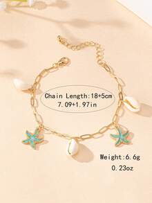 1 chiếc vòng chân mặt dây chuyền hình sao biển tinh tế, thời trang, thích hợp cho phụ nữ đeo hàng ngày và đi nghỉ mát ở bãi biển. - vòng chân hình sao biển - Xem 4