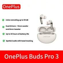 OnePlus 一加 Buds Pro 3 真无线降噪耳机，11 毫米低音单元和 6 毫米高音单元，双驱动单元 - 11 毫米低音单元和 6 毫米高音单元，电池续航时间长达 43 小时 - 查看 12