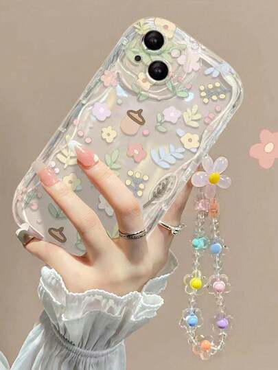 清新花卉印花图案奶油色包边防震防摔手机壳，兼容 17/17Pro/17ProMax/16/15/11/12/13/14 Pro Max/Xs/Xr/11 Pro/11 Pro Max/12 Pro/12 Pro Max/13 Pro/13 Pro Max/7 Plus/14 Pro/14 Pro Max/14 Plus/8 Plus/SE2、Galaxy S21 5G/S21 FE 5G/S21 Ultra 5G/S22/S22 Ultra/S22+/S23 Ultra/S23/S23+/S24/S24+/S24 Ultra/S24FE/S25/S25+/S25 Ultra、X、Note、荣耀等。