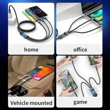 Cargador de coche para teléfono móvil de carga rápida, conjunto de cargador de coche inteligente multiusuario con cable universal 3 en 1 (Tipo C/Lightning/Micro) de diseño compacto con pantalla LED, accesorio de viaje esencial, regalo de Pascua y primavera - Unitalla - Ver 8