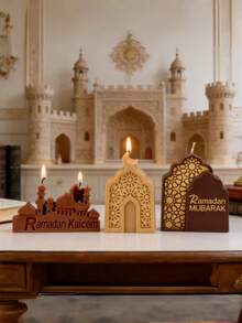 Molde de vela de bendición de Ramadán hecho a mano, molde de jabón en forma de arco de mezquita islámica y luna, vela hecha a mano, decoración de escritorio para Eid Al-Fitr - A-blanco - Ver 8