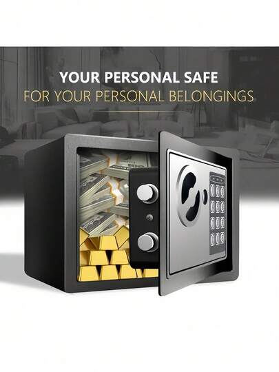 صندوق حماية آمن مقاوم للحريق والماء سعة 14 لتر، صندوق أمان منزلي صغير بقفل رقمي، بأبعاد 23 * 17 * 17 سم، باللون الأسود، مناسب لتخزين النقود والأدوية والمجوهرات