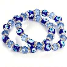 1 st pärlarmband med onda ögon - Blå - Visa 3