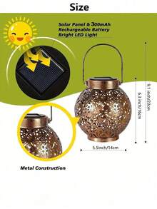 1pc Solar Powered Hollow Hanging Garden Lantern, LED Outdoor Waterproof Pumpkin Retro Metal Decor Landscape Light, Suitable For Daily Holidays Halloween Thanksgiving Tabletop Decor, Patio, Walkway, Porch, Fence, Lawn, Garden Gift, Yard Path, Family Gathering Birthday Party Wedding Decoration Mood Light - Multicolor - View 12