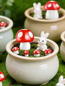 20pcs/10pcs/1pc Mini Red Resin Mushrooms, Realistic Mini Mushroom Decor, Fairy Garden Supplies, Small Mushroom Miniature Model Landscape Craft Accessories, Suitable For Garden Bonsai Micro Landscape Crafts And DIY Home Dollhouse Handmade Decoration - A - View 5