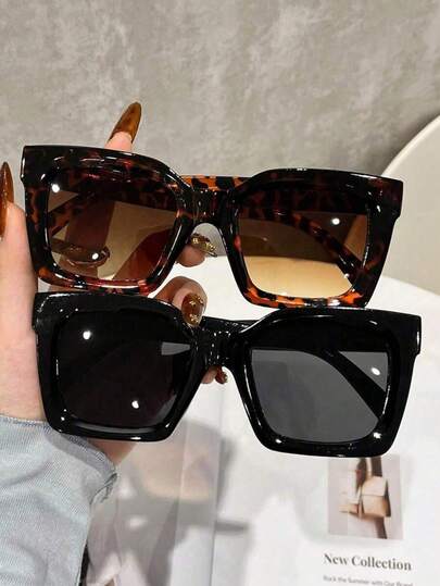 1 Set de Gafas de moda de mujer con marco grande de plástico, adecuadas para el verano, la playa, al aire libre, los viajes y otros usos diarios