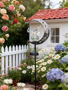 1pc Solar Powered Iron Art Moon & Fairy Kick Light, Warm LED Outdoor Garden Lawn Park Lamp - Fairy Kick - View 7
