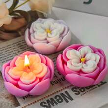 New Flower Candle Silicone Mold, DIY Aromatherapy Plaster 3D Flower Diffuser Stone, Handmade Soap - White - View 3