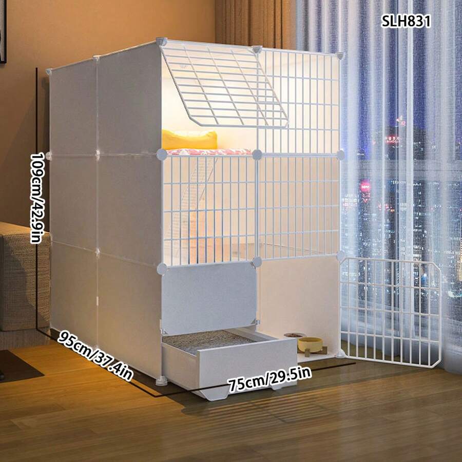 Drawer-Style Cat Litter Box, Multi-Layer Cat Cage, DIY Modular Cat Cabinet, Stackable Cat Villa, Suitable For Kittens And Small Cats Indoor Use - Multicolor - View 1