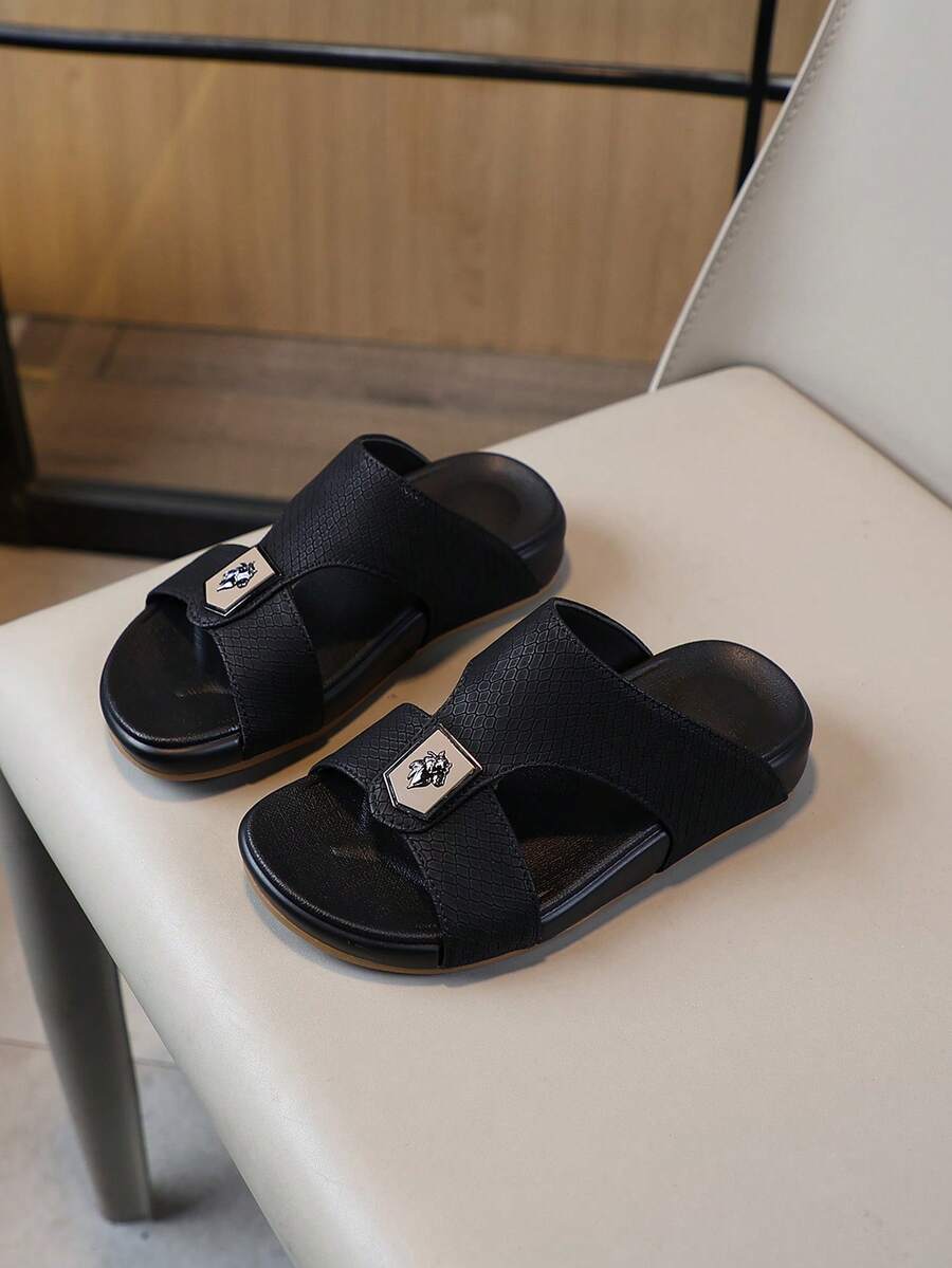 儿童时尚拖鞋/儿童轻便软底舒适露趾凉鞋 - 黑色 - 查看 1