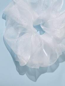 1pc Large Mesh Hair Scrunchie - Beige - View 3