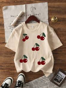 Camiseta de manga corta de nueva moda Primavera/Verano 2026, hecha en México, 200g. 100% Algodón. Camia de manga corta de moda para primavera y verano de 2026, hecha en México, 180 gramos. Estampado de dibujos animados, modelo de pareja, apta para uso interior o exterior. Cuello redondo, unisex, ideal para oficina y ocio. Paquete de una pieza. Diseño con estampado de dibujos animados, adecuado para parejas, perfecto para usar en capas o solo. Cuello redondo, versátil y unisex. Adecuado tanto para ocasiones de oficina como informales. Empaquetado individualmente. La camiseta de manga corta perfecta para el verano. - Albaricoque - Ver 2