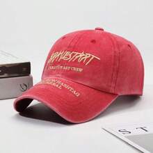 1顶水洗牛仔棒球帽，男女通用情侣款大帽檐防晒帽，欧美街头嘻哈刺绣字母时尚后扣帽 - BRA刺繡棒球帽 - 查看 14