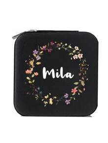 可定制经典长方形布衬旅行珠宝盒，带拉链和按扣隔层，多功能伴娘礼盒 - 无需电源，可定制手写名字珠宝盒 - 定制米色旅行盒，带拉链和布衬，多功能珠宝收纳盒，珠宝收纳整理，心形细节设计，布衬内里，珠宝礼盒，珠宝盒 - 彩色 - 查看 13