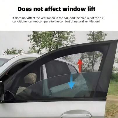 4pcs Car Window Mesh Curtains, Sun Shading, Anti-Mosquito, UV Protection, High Elasticity Easy Installation Auto Accessories