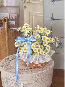 6朵仿真雏菊，适用于婚礼装饰、生日派对、花园活动、室内外使用 - 高品质，无需用电，家居装饰，摄影道具，经久耐用，可用于婚礼装饰、新娘妆、背景幕布、道具、花环、桌面摆件、花束、蜡烛花环、宴会、约会、派对布置等。 - 彩色 - 查看 2