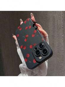 Funda de Teléfono con Patrón de Cerezas, Funda Protectora Antigolpes para Celular, Cubierta de Teléfonoóvil a Prueba de Choques para 15 14 13 12 Plus Pro Series Protector de Pantalla - Multicolor - Ver 4