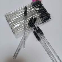 一次性睫毛刷/睫毛膏刷/眉刷/螺旋刷，水晶手柄迷你化妆工具，适用于睫毛嫁接和眉毛造型，50/100/500支装 - 黑色 - 查看 8