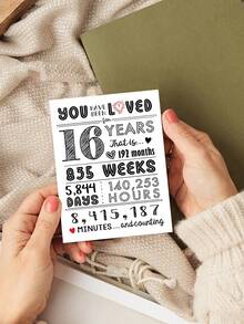 1pc "You Have Been Loved" Year Count Birthday & Anniversary Card With Envelope - Adorable Milestone Card For 10th 13th 15th 16th 18th 21st 25th 30th 40th 50th 70th 80th, Perfect Gift For Loved Ones, Blank Inside - A - View 6