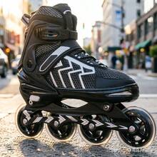 Patines 4 Ruedas Linea Luces Led Profesionales Niños Adultos Color Negro Talla De Los Patines Gn Cm 24.5-27.5 Tamaño De Las Ruedas 82 Mm - Negro1 - Ver 1