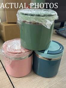 1个带提手的不锈钢保温食品容器，可作汤杯、早餐杯、带提手的不锈钢便当盒、防漏午餐盒、便携式保温食品罐、学生午餐盒、可重复使用的成人保温午餐盒，宽口防漏，保温/保冷，容量650~1000毫升，适合盛装汤、午餐等。 - 彩色 - 查看 9
