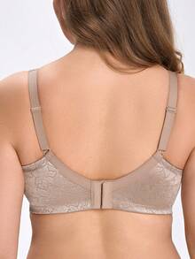 Wingslove Plus Size Wireless Full Coverage Bra - Seamless Jacquard Wide Strap, Soft Breathable Fabric For All-Day Comfort - Champagne - View 5