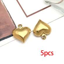 5/10个不锈钢心形水果星星吊坠金色镂空天使草莓吊坠可爱金属吊坠，适用于珠宝制作DIY工艺品手链耳环项链 - 彩色 - 查看 24