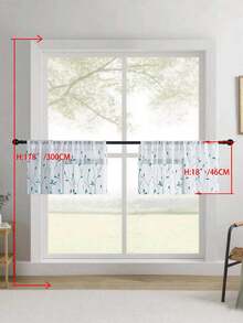 1pc Embroidered Sheer Curtain Panel, Floral Pattern, Rod Pocket Design, UV Protection, Breathable, Transparent, Polyester Material, No Lining, Suitable For Living Room, Bedroom, Dining Room - Blue - View 24