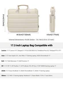 TECOOL 适用于14-17.3英寸厚笔记本电脑的防水斜挎包，兼容15.3英寸Air、15.4英寸、16英寸Pro、14-17.3英寸惠普笔记本电脑及其他品牌，适合女性使用，米色 - 米色 - 查看 11