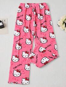 SANRIO 1件官方授权可爱毛绒睡裤，中等厚度，适合春、秋、冬三季穿着，柔软舒适，老少皆宜，是睡眠或休息的理想之选，也是节日、生日、开学季、圣诞节的完美礼物。 - 粉色 - 查看 11