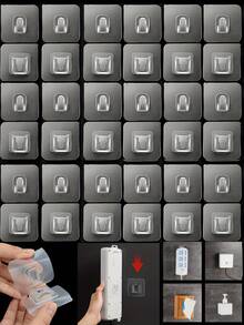 1-50对双面自粘墙钩，强力粘性，透明无痕，适用于厨房卧室墙面收纳 - 彩色 - 查看 12