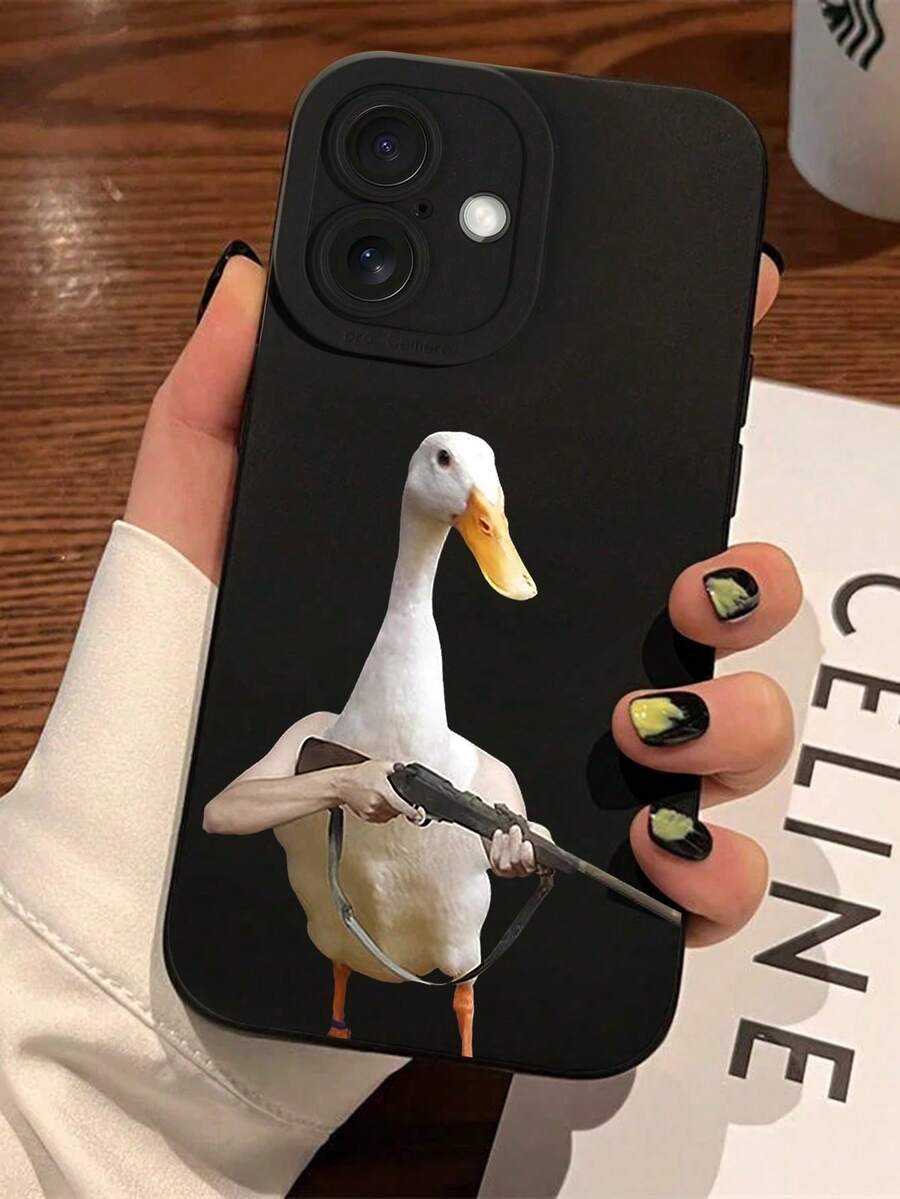 1个趣味鸭子持枪眼摄像头镜头保护黑色TPU软手机壳,兼容 16 Pro Max、15、14、13、12、11 Pro Max Plus、Mini 16E、XR/X/XS Max/17/Air/17Pro/17ProMax等型号,是送给朋友的绝佳礼物。 - 彩色 - 查看 1